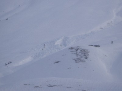Team out practising avalanche rescue