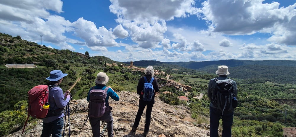 Hike Pyrenees group enjoying the Riglos and Alquézar walking holiday