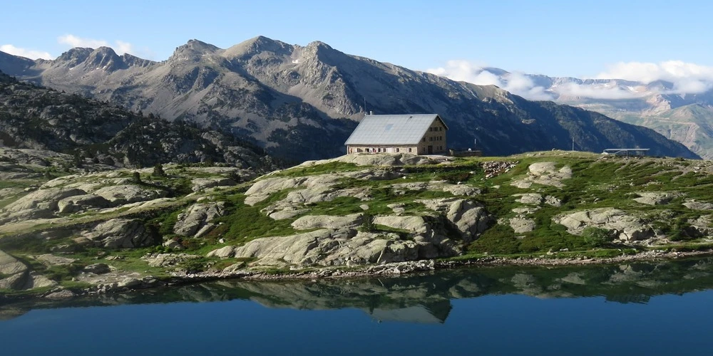 Refugio Bachimaña mountain refuge in the high mountains of the Valle de Tena, Spanish Pyrenees