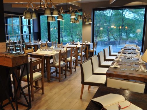 Restaurant with views over the village